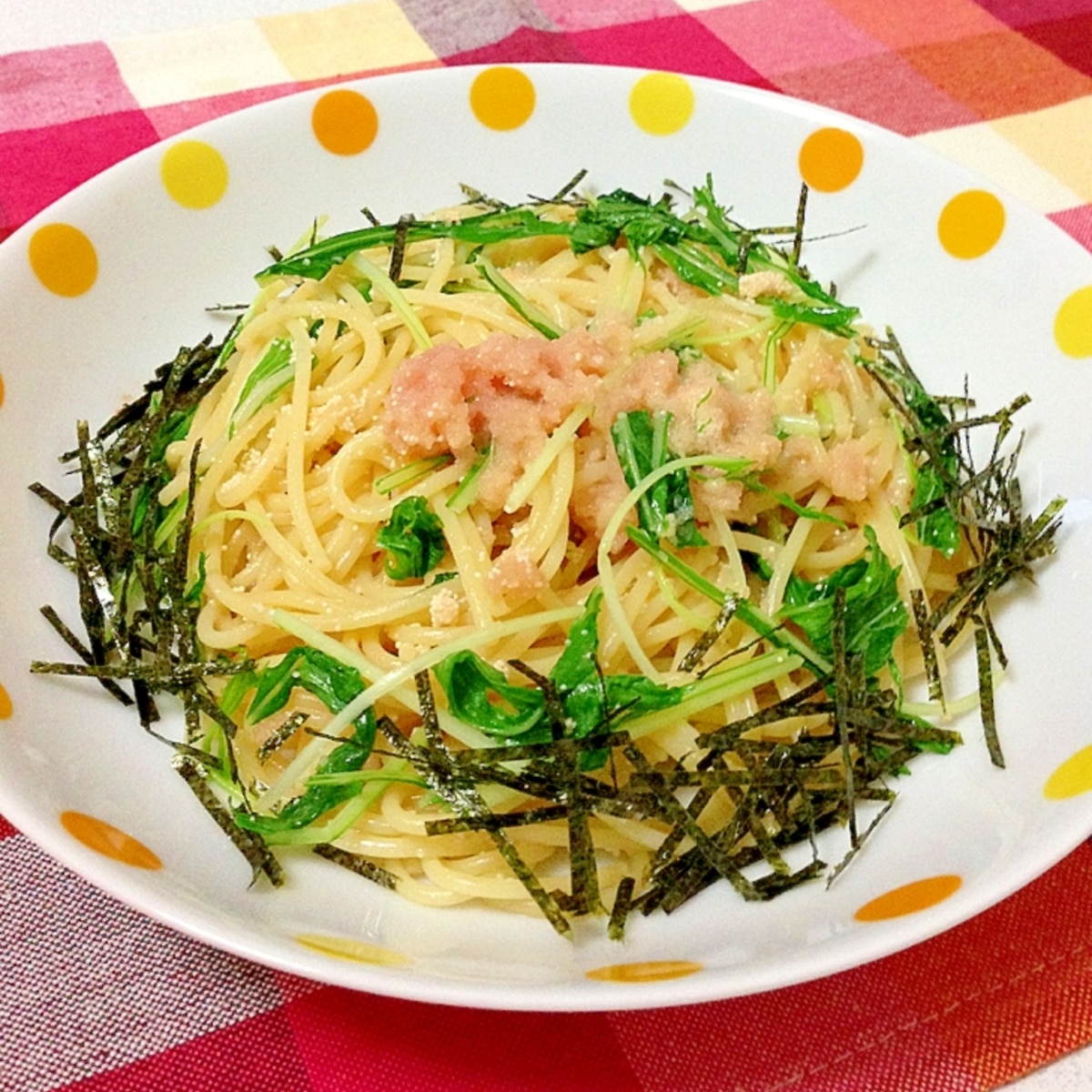 シャキシャキ水菜とプチプチ明太子の和風パスタ レシピ 作り方 By ゆず茶55 楽天レシピ